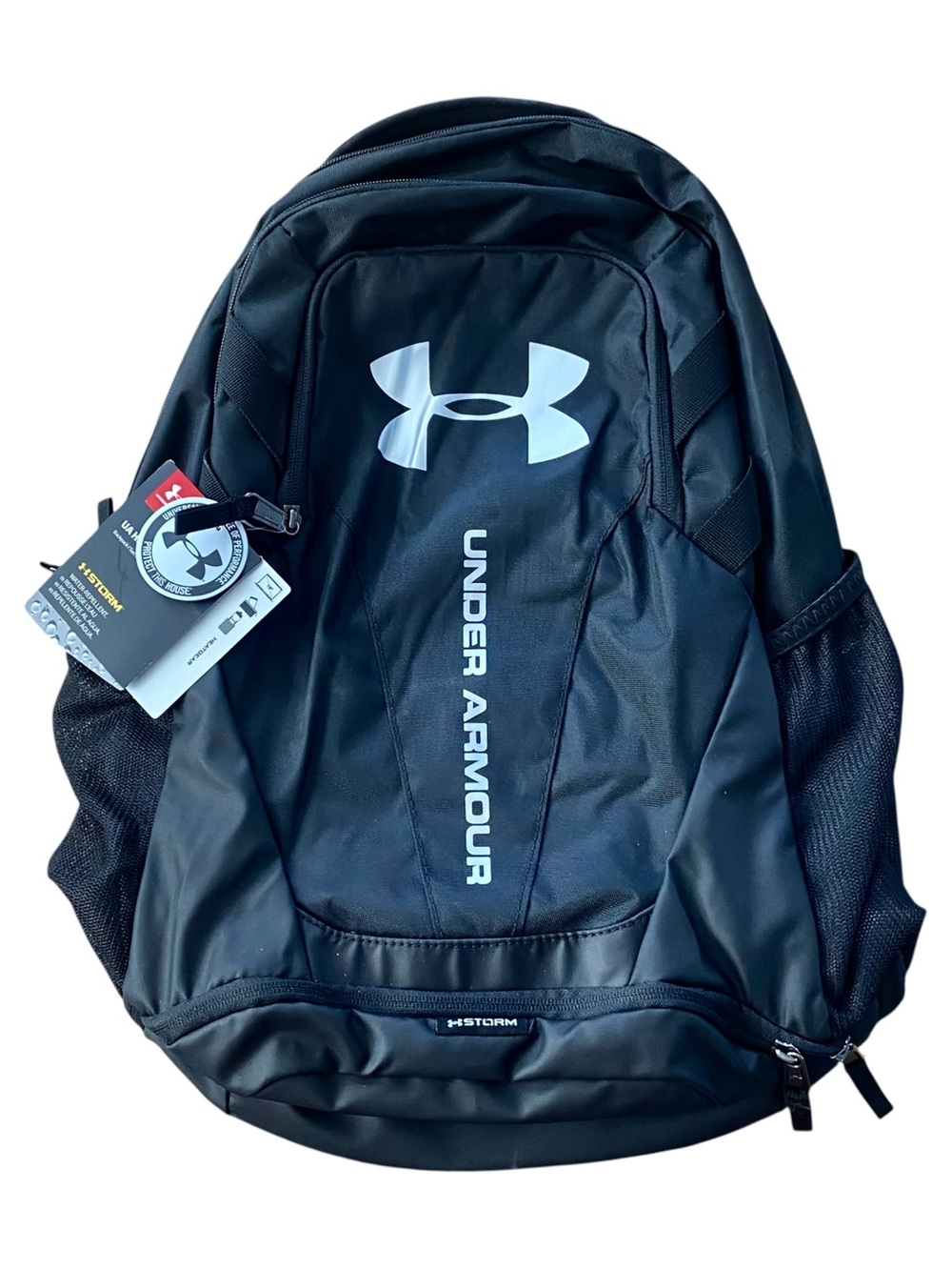 Under Armour Hustle 3.0 Backpack Black Silver Laptop School Bag 1294720-001